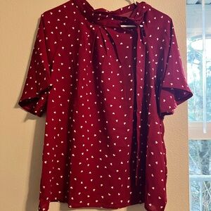 Elegant Red Heart Print Women's Top